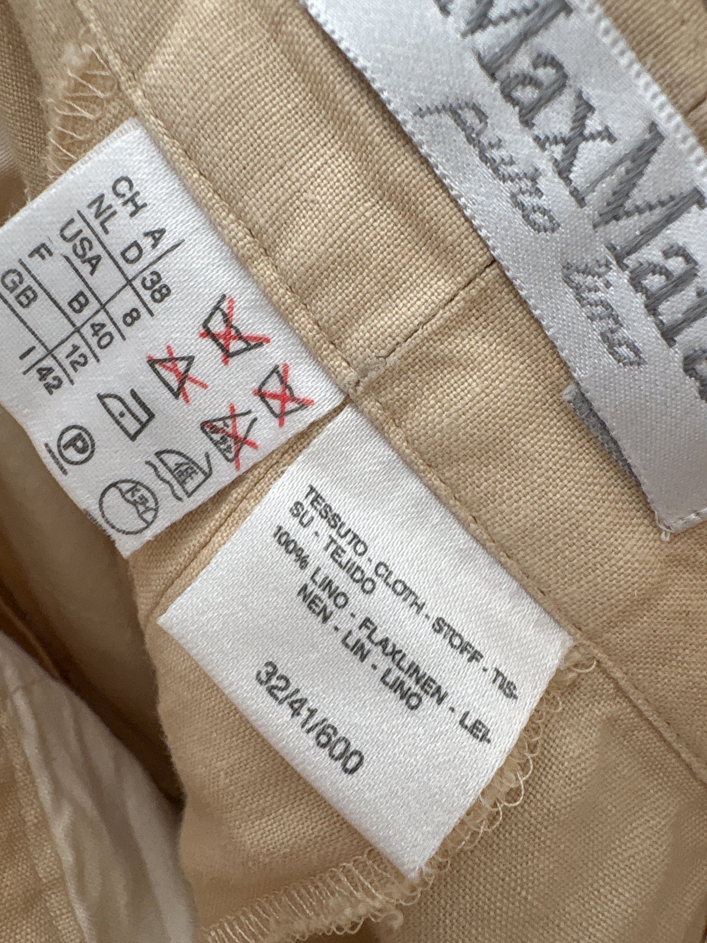 Pantaloni camel Max Mara din in premium cu pense și talie ultra înaltă