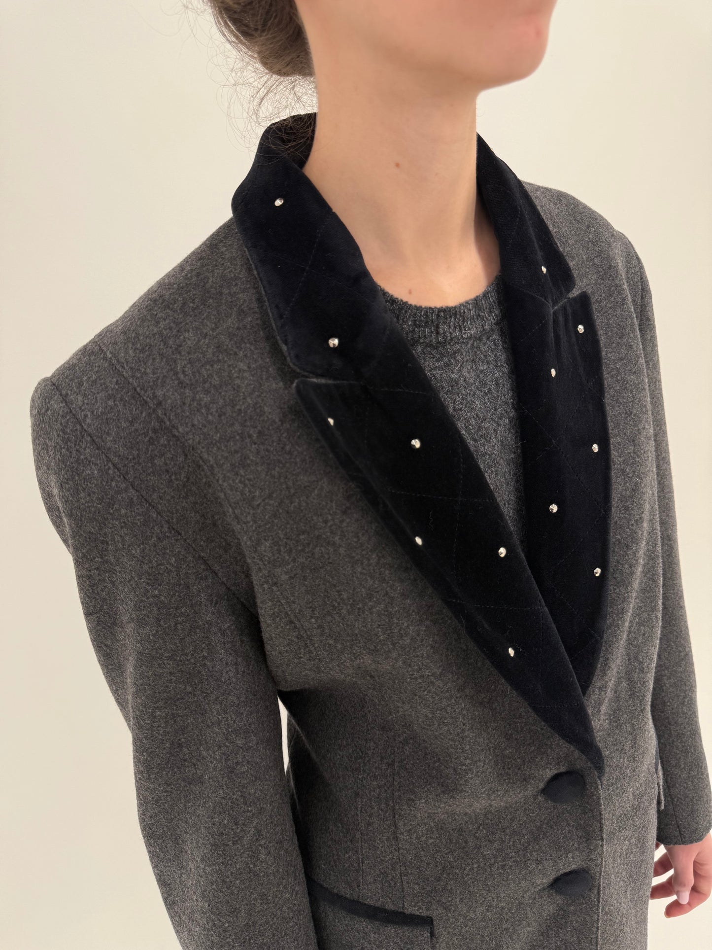 Palton vintage din lana cu cașmir în croi cambrat