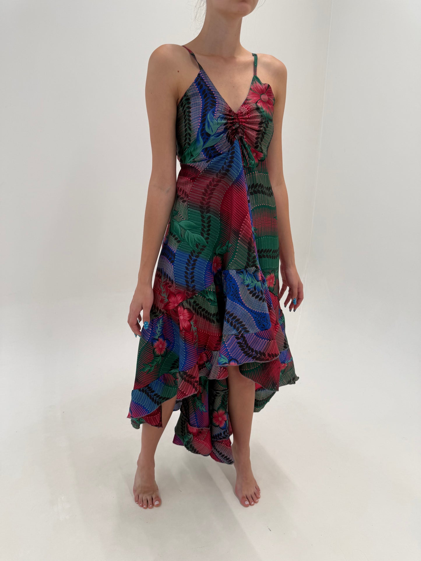 Rochie maxi cu bust reglabil în culori superbe 70% mătase naturală cu spate elastic