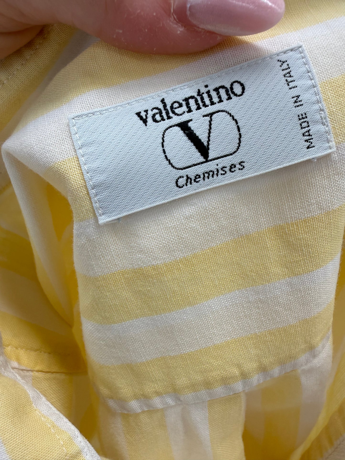 Cămașa Valentino din pânză de bumbac cu dungi fine butter yellow