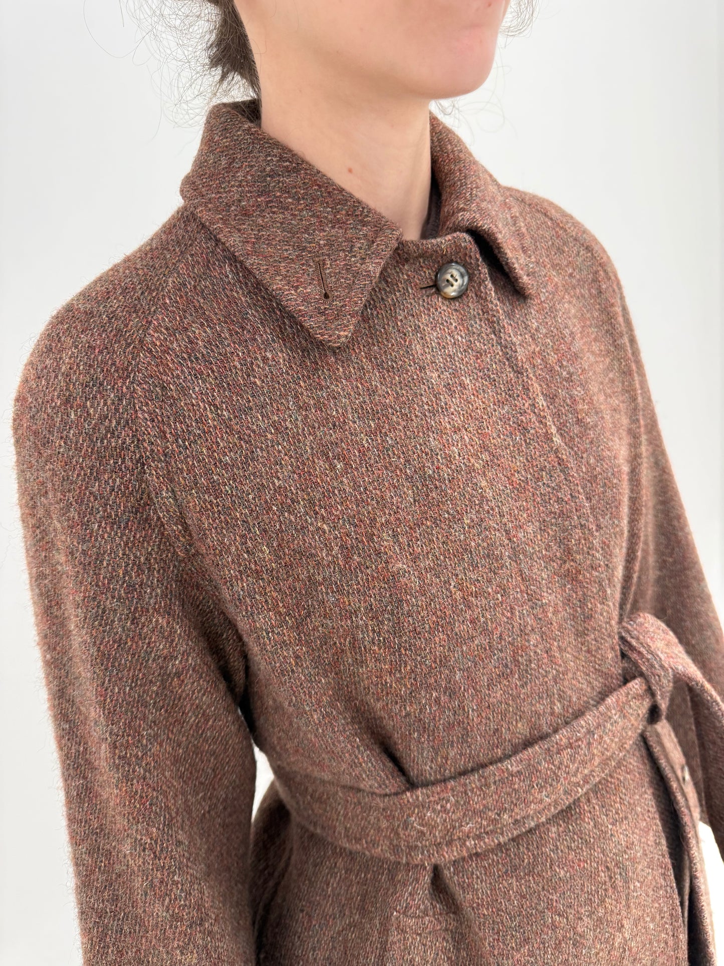 Palton old vintage Burberry de colecție din tweed gros de lana