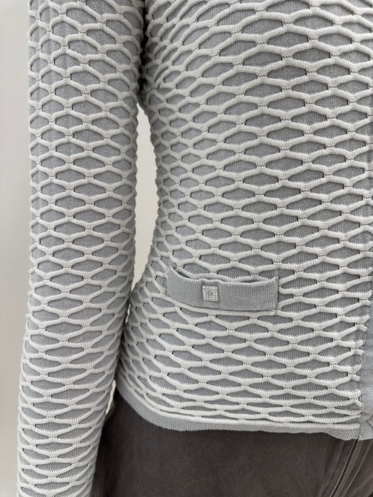 Cardigan silver gray tip jachetă din tricot spectaculos de bumbac texturat
