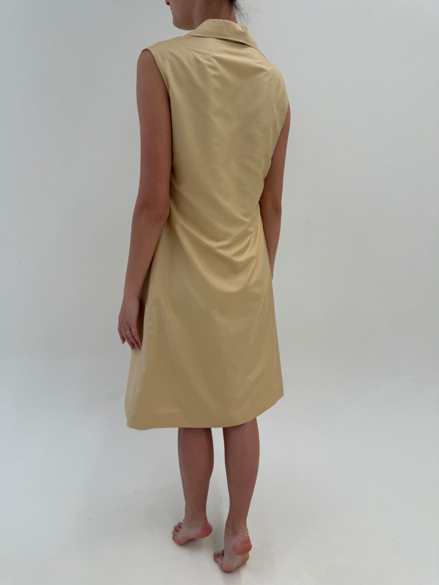 Rochie Safari din pânză de mătase naturală camel