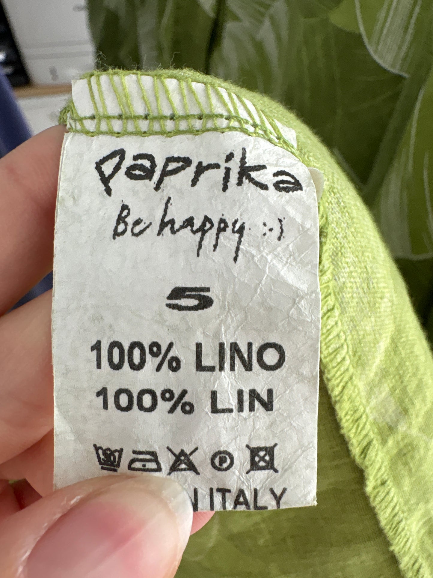 Tunica în croi lung / rochie din in premium cu print organic în nuanțe de verde