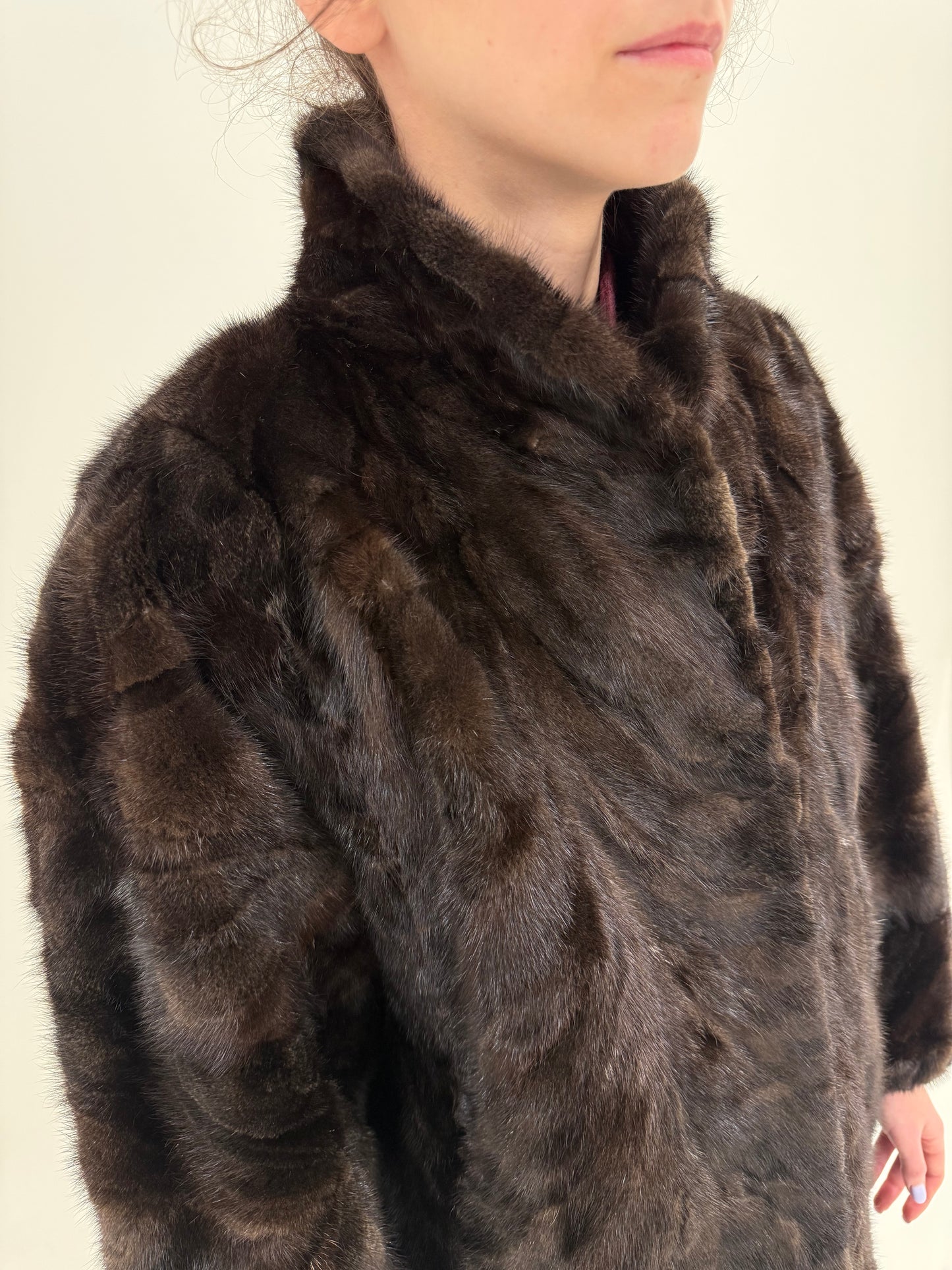 Blană naturală de nurcă excepțională dark chocolate brown