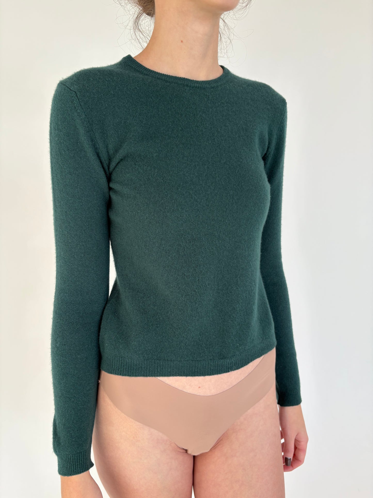 Pulover forest green din lana extrafina de gramaj mare