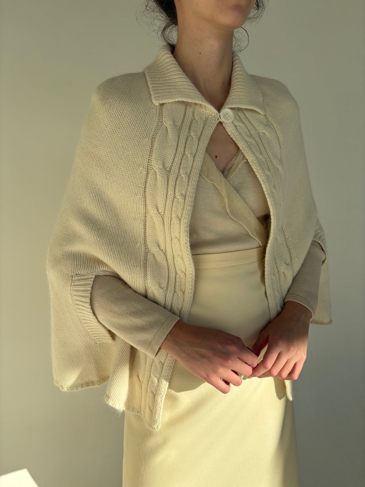 Capa din cașmir Tommy Hilfiger High end butter white