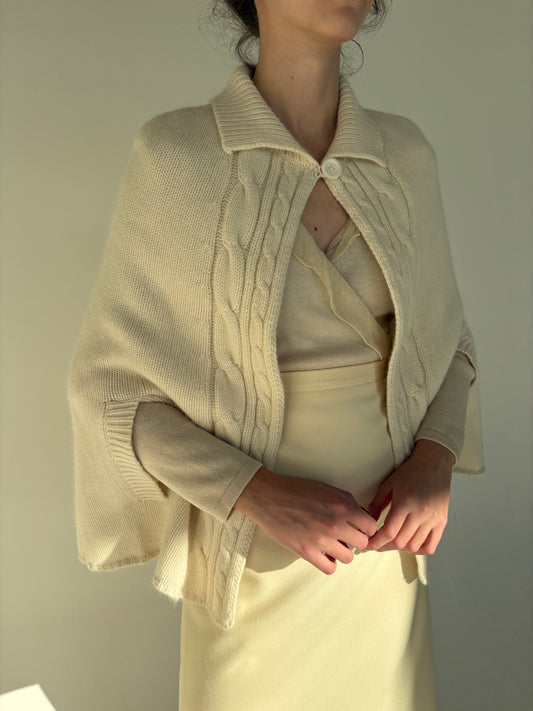 Capa din cașmir Tommy Hilfiger High end butter white