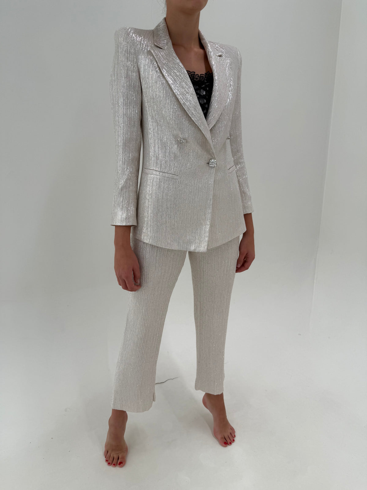 Costum ultra elegant de brand luxury italian Gattinoni din material prețios