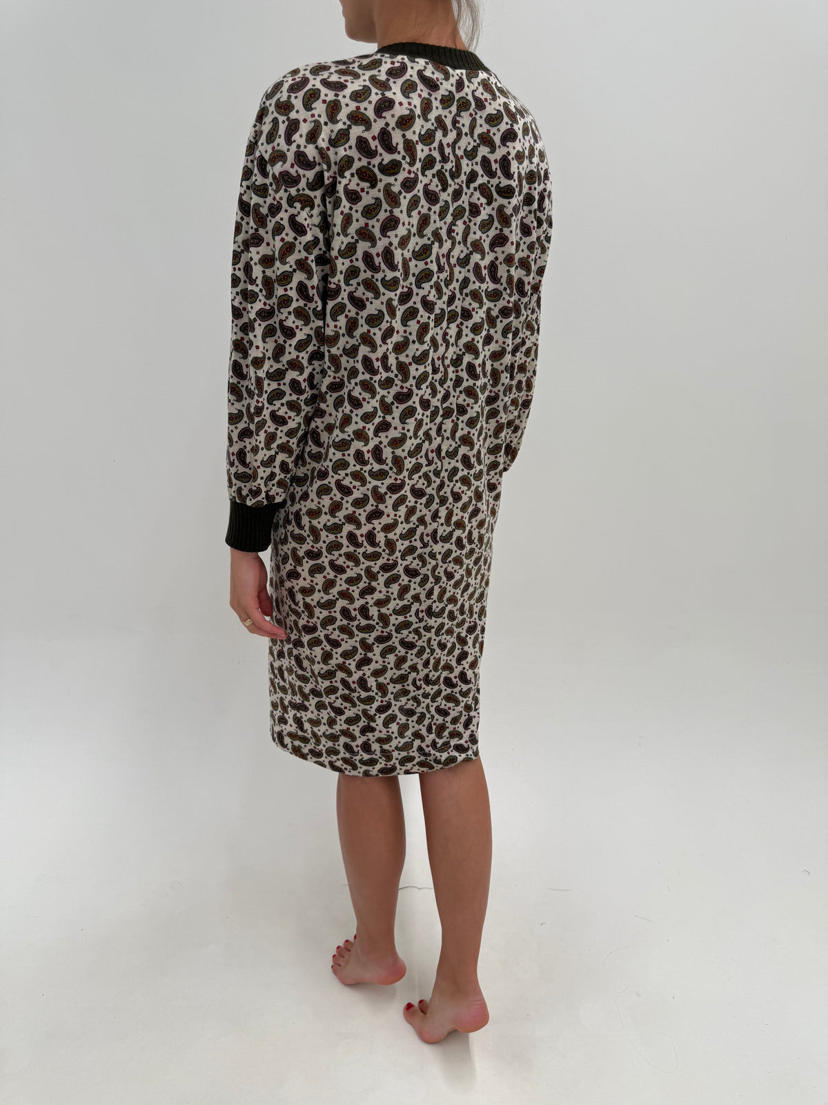 Rochie vintage Luisa Spagnoli din lana extrafina cu print paisley în croi retro modern