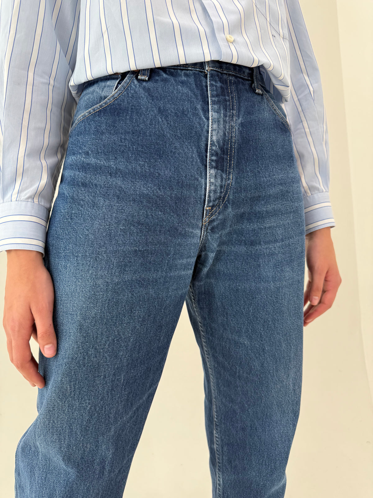 Jeans Levi’s 521 tall classic wash straight leg cu talie înaltă