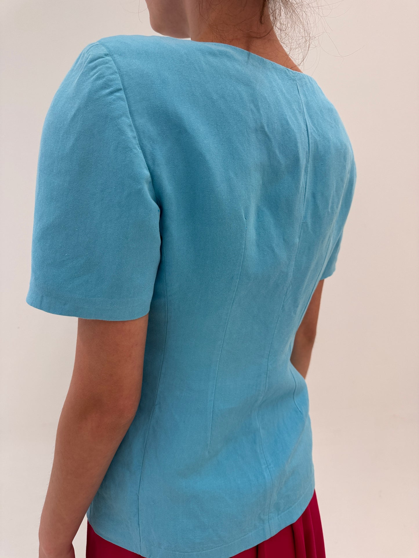 Sacou de designer vintage italian cambrat din in din excepțional aqua blue