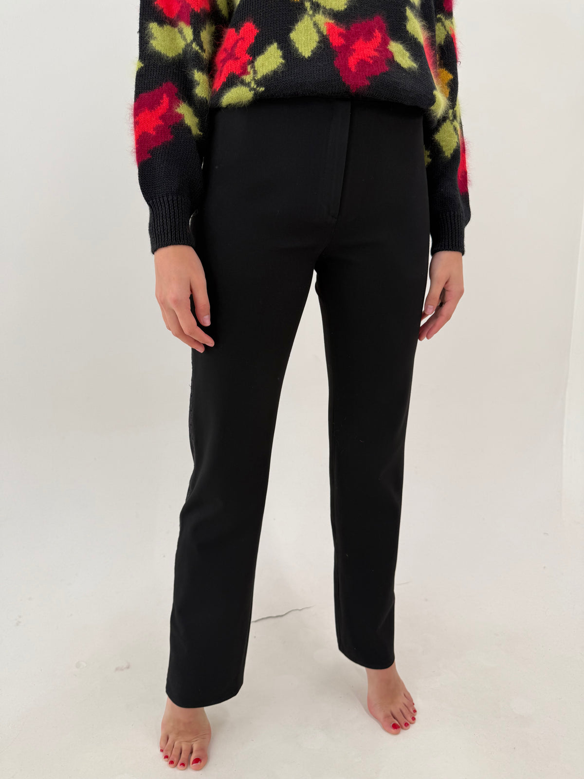 Pantaloni negri tall din stofă modelatoare de un ca cu vipușca