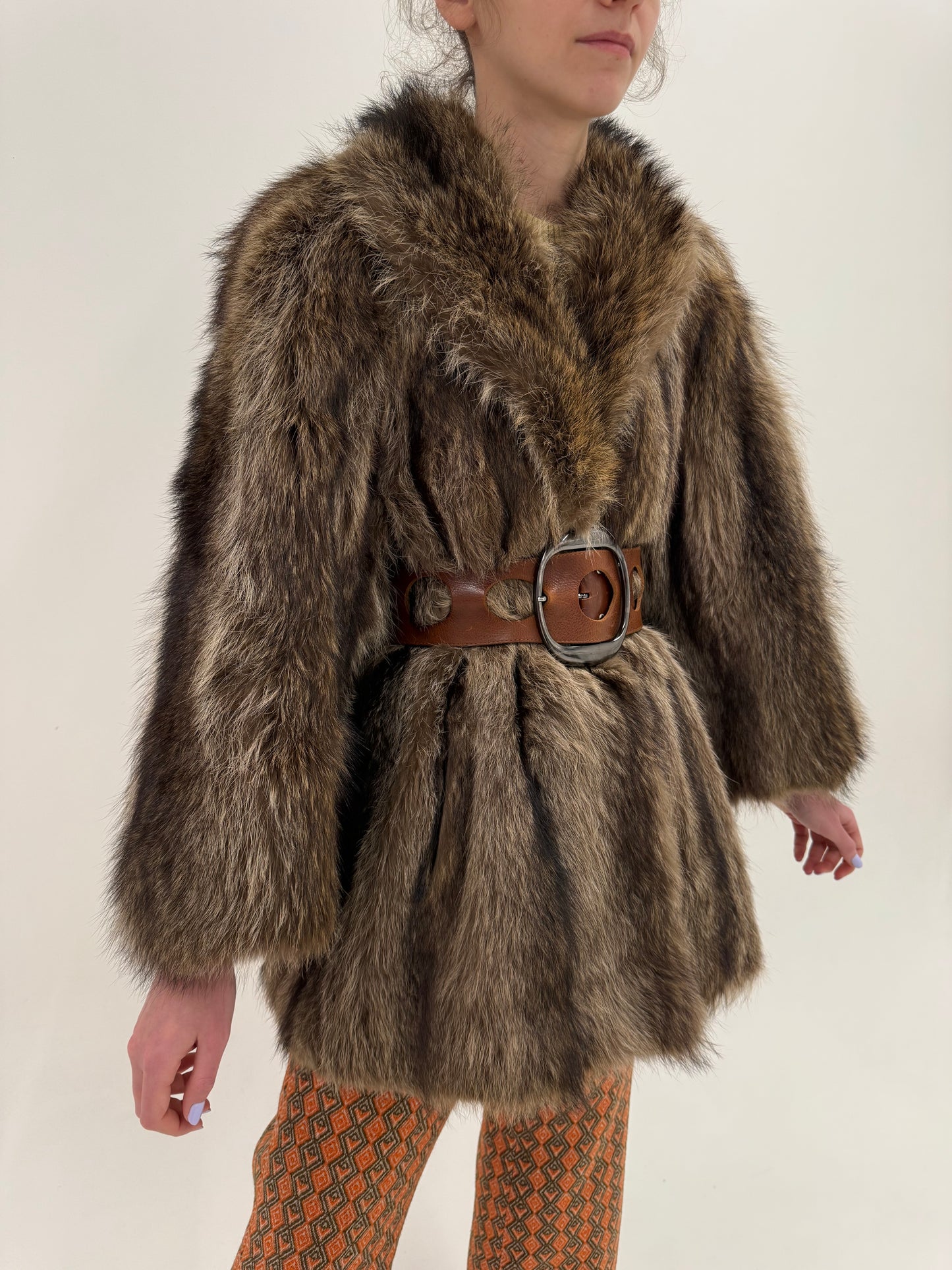 Blană naturală de muskrat cu fir lung