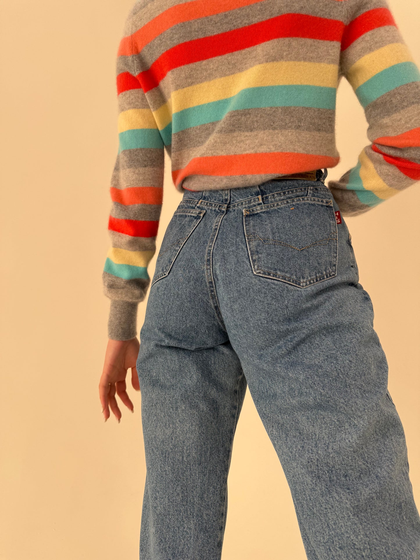 Jeans vintage premium mom fit cu talie ultra înaltă classic wash