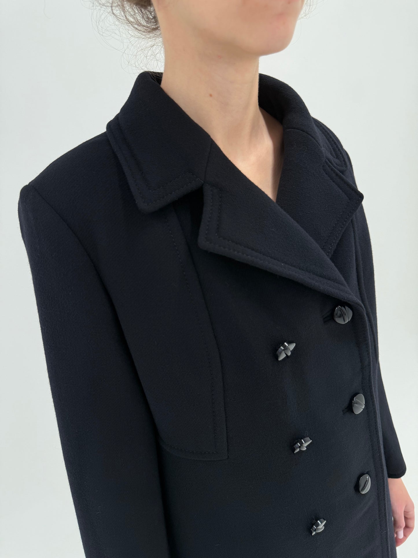 Palton old vintage de colecție anii 50 din melton fin de lana negru