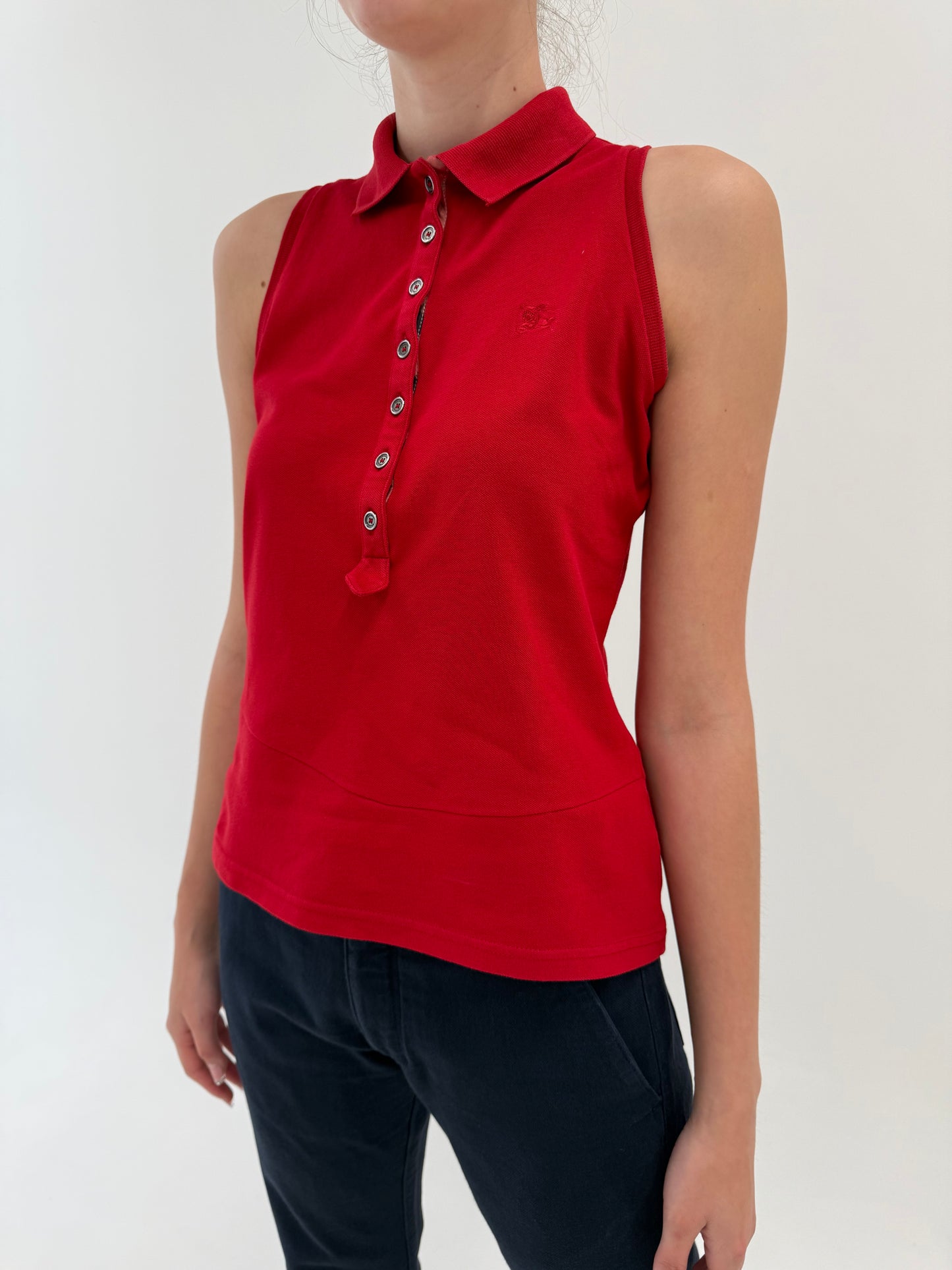 Top Burberry polo casual din bumbac texturat
