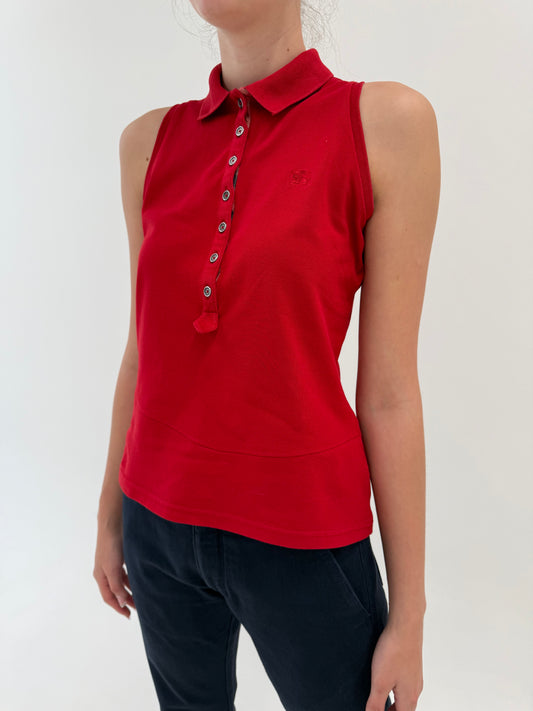 Top Burberry polo casual din bumbac texturat