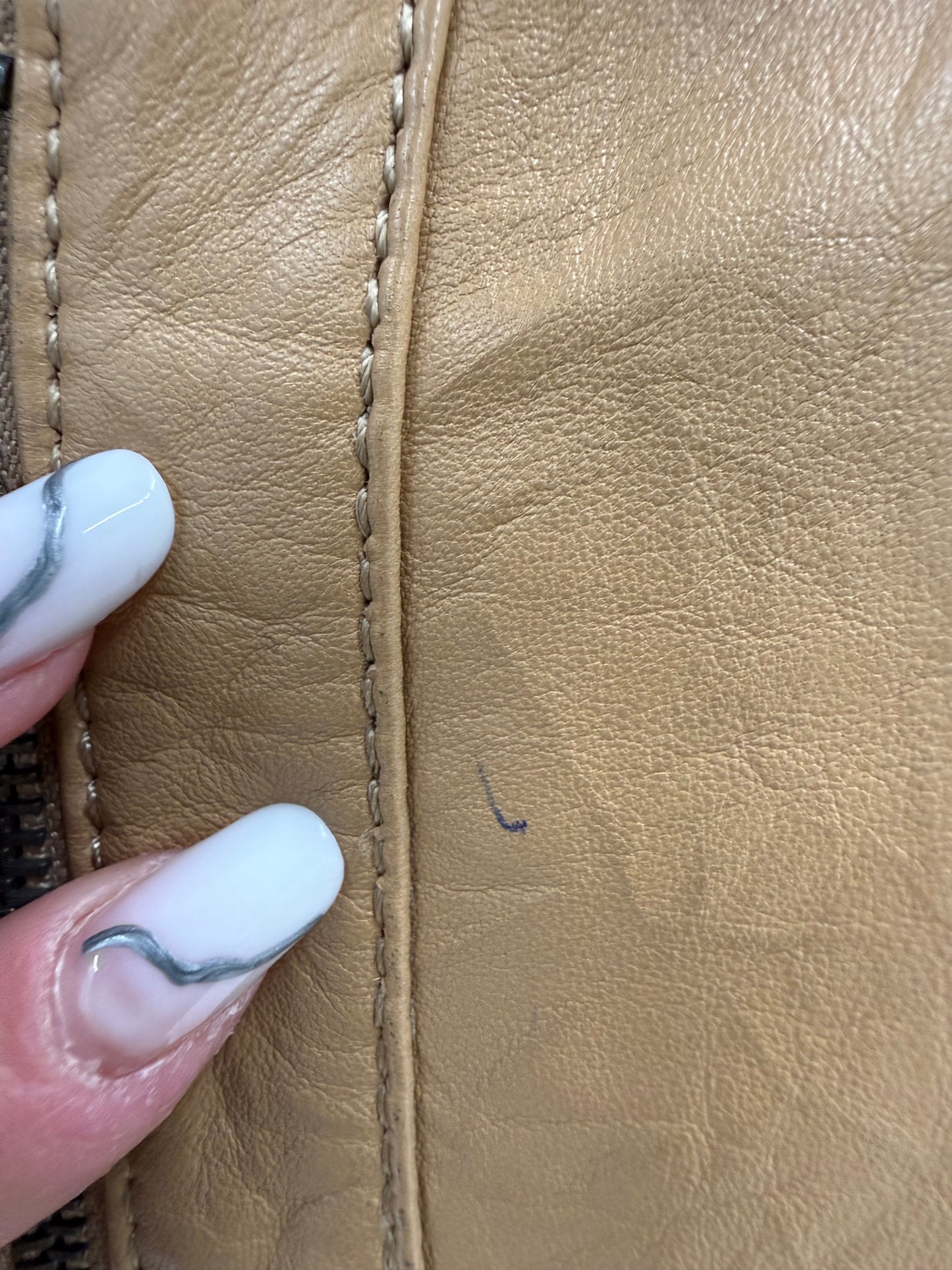 Geacă biker camel din piele naturală extrem de moale cambrata