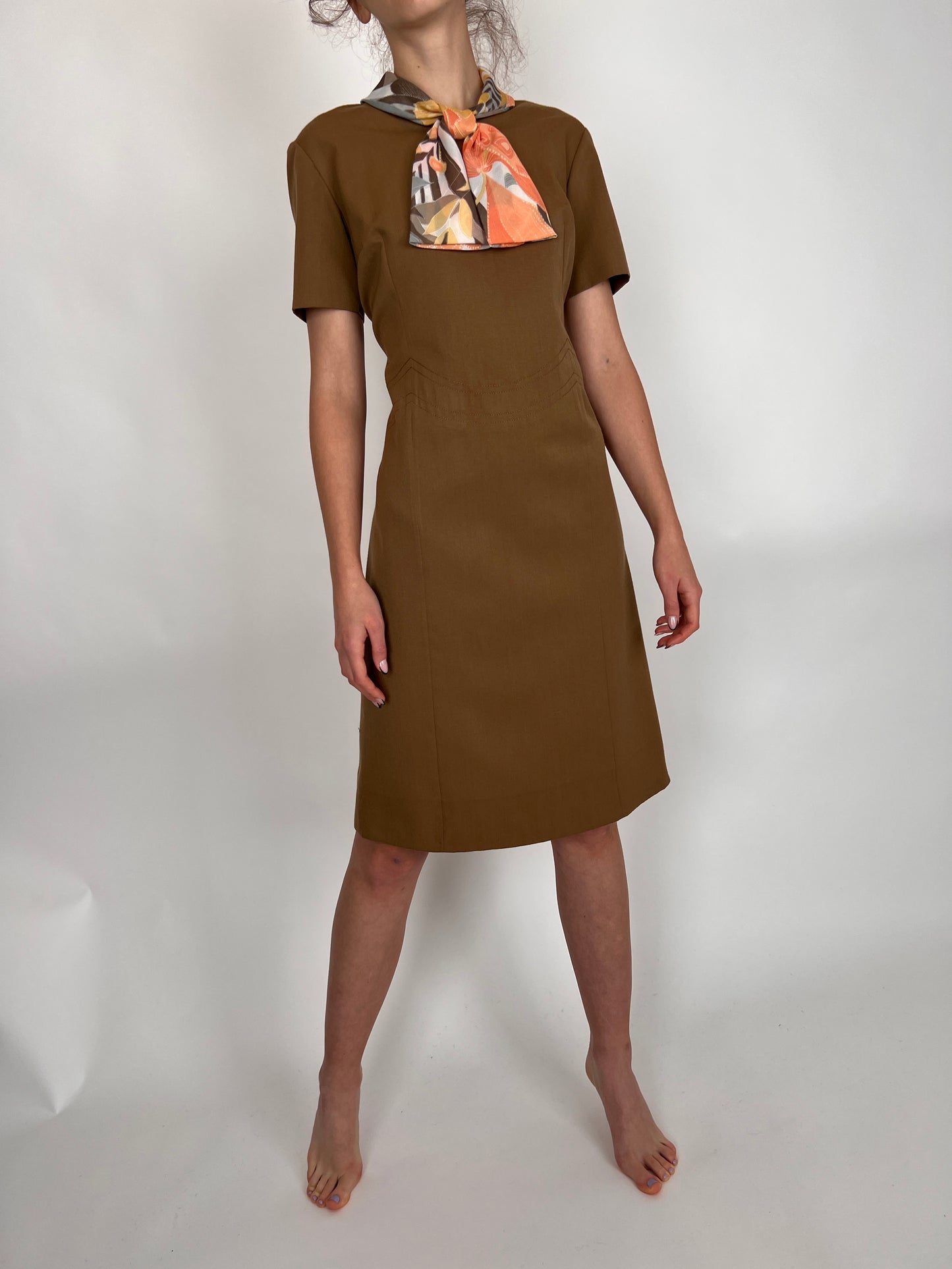 Rochie vintage din lana extrafina caramel