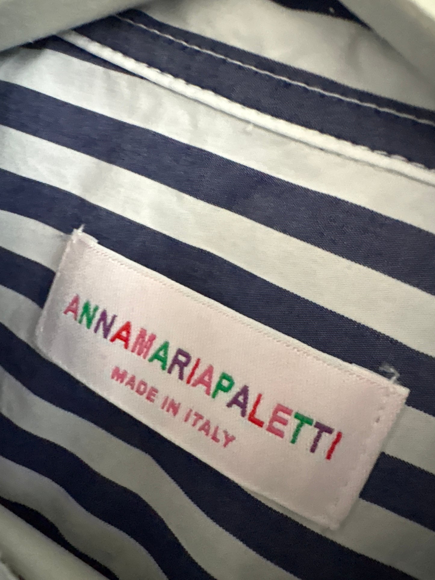 Cămașa de designer luxury italian în dungi cu efect de peplum