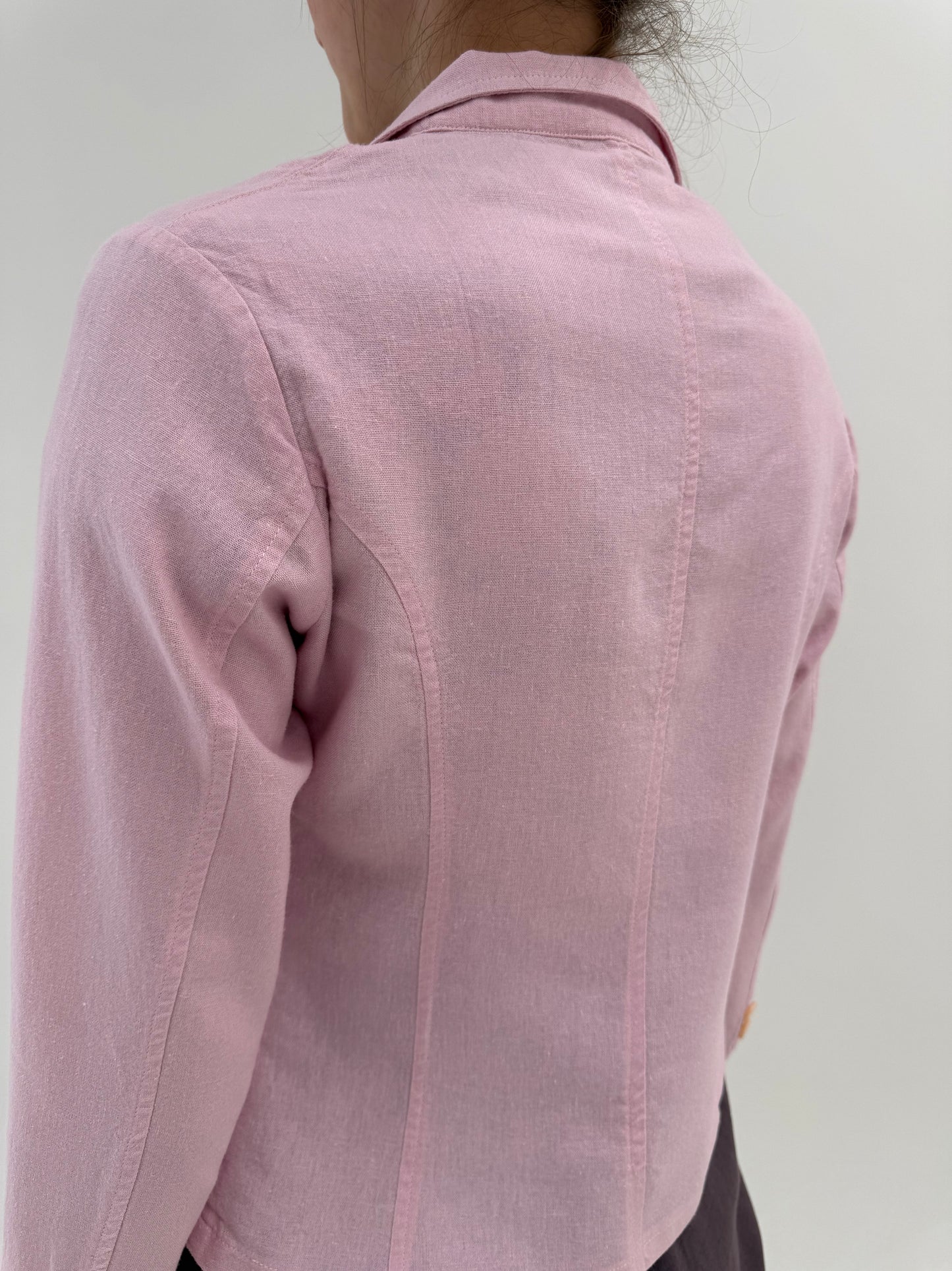 Sacou cambrat powder pink petite cu revere late din in