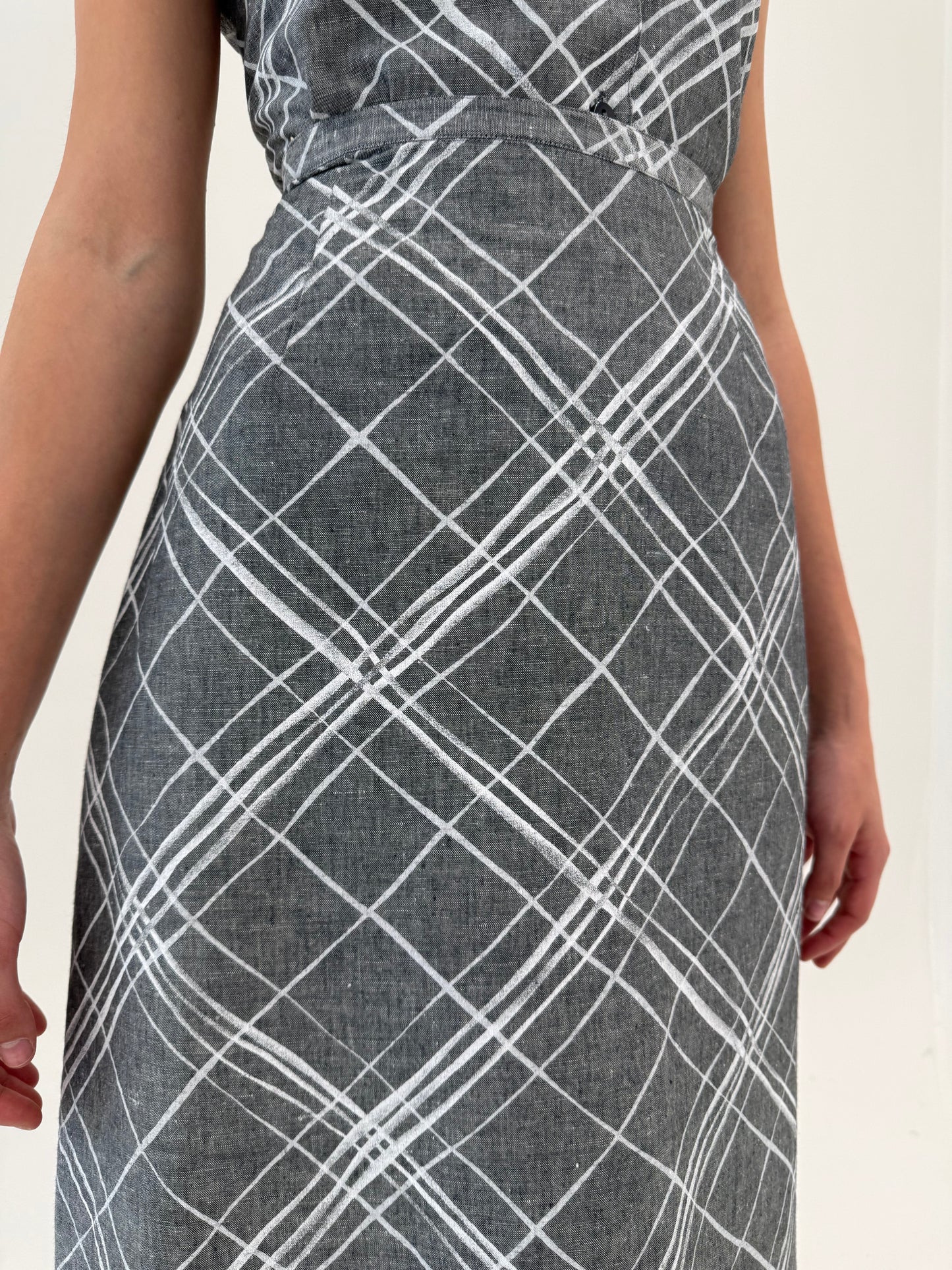 Set în croi minimalist din pânză premium de în și bumbac silver gray