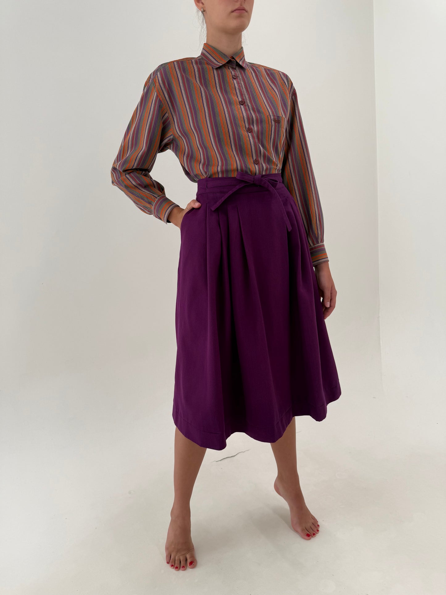 Fustă luxury vintage Les Copains in cori petrecut ultra amplu din lana extrafina