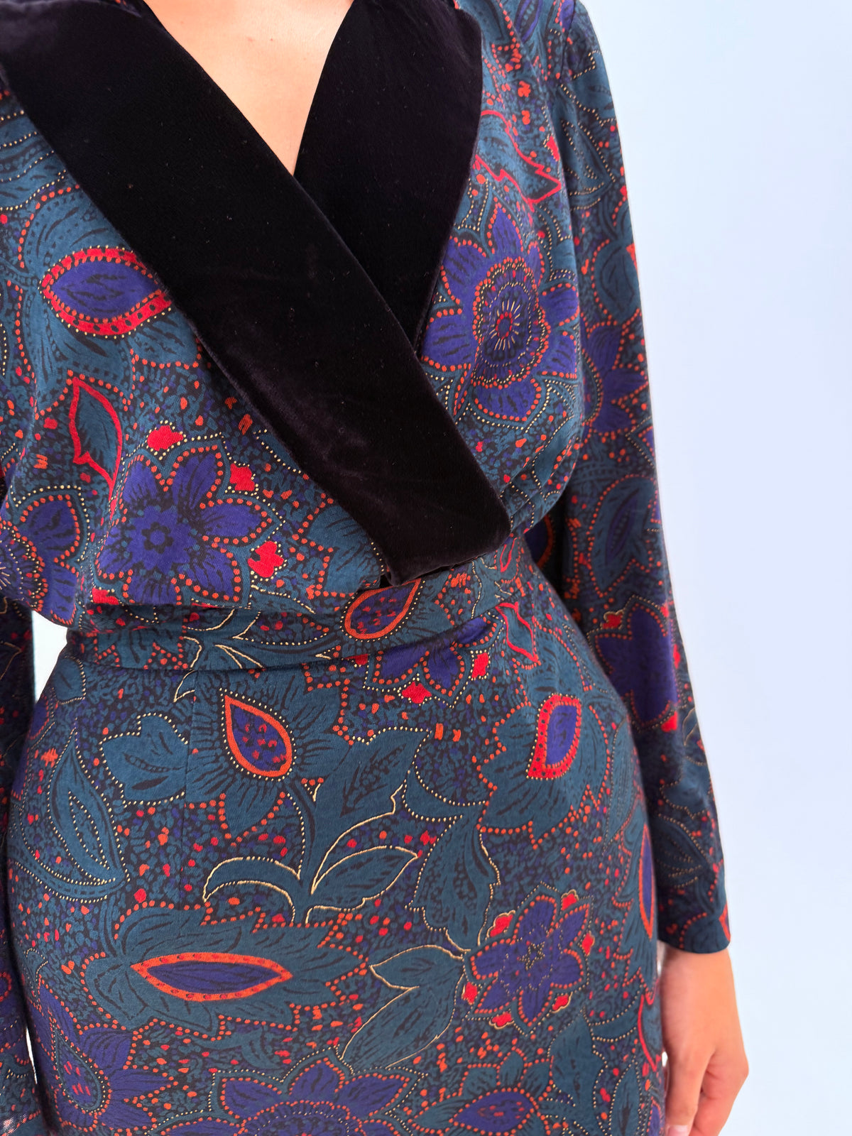 Set Luisa Spagnoli vintage excepțional din lanita extrafina subțire cu print paisley