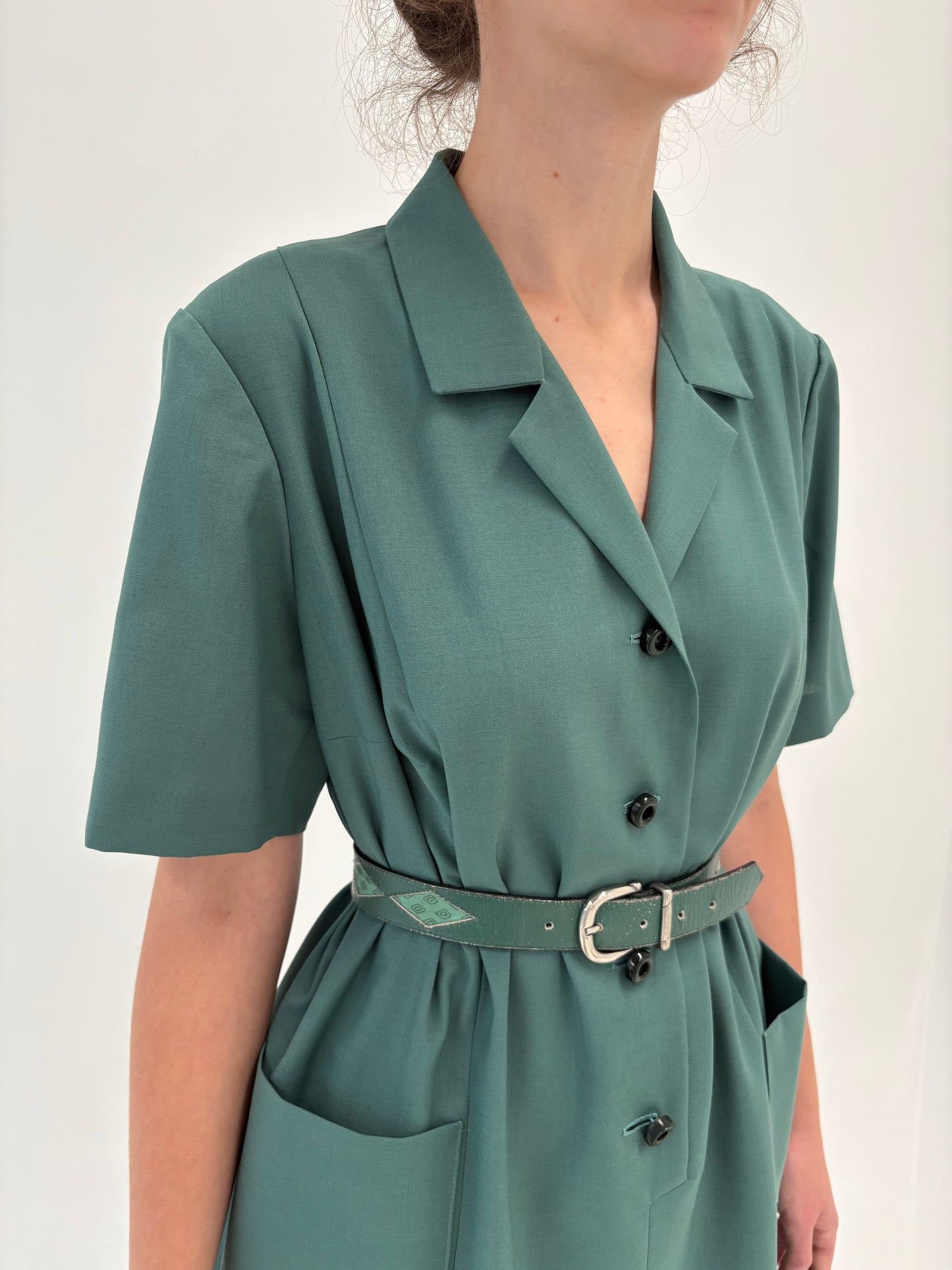 Rochie vintage italiană seafoam green din lana extrafina