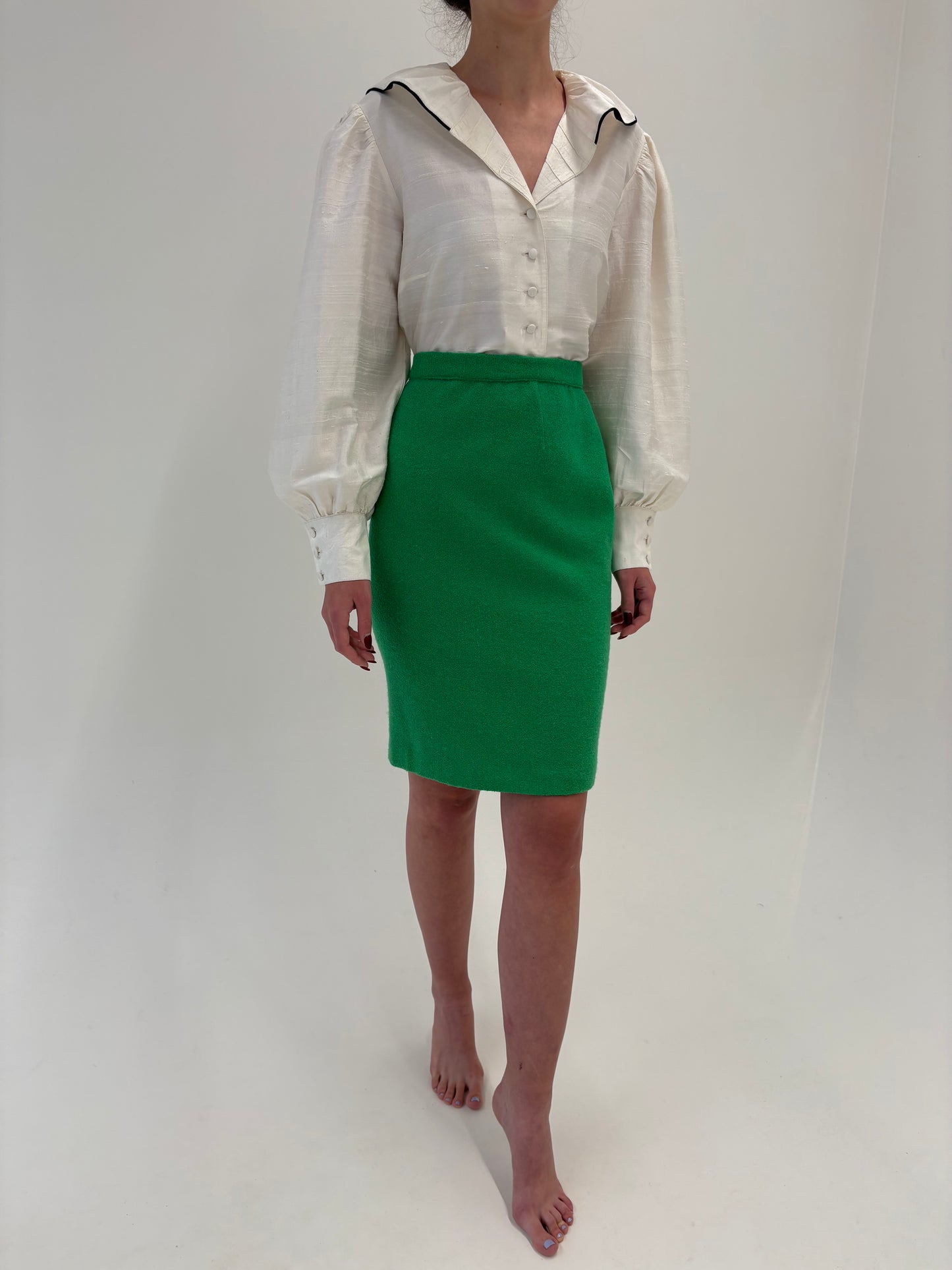 Deux piece in stop Chanel verde smarald luxury italian din boucle