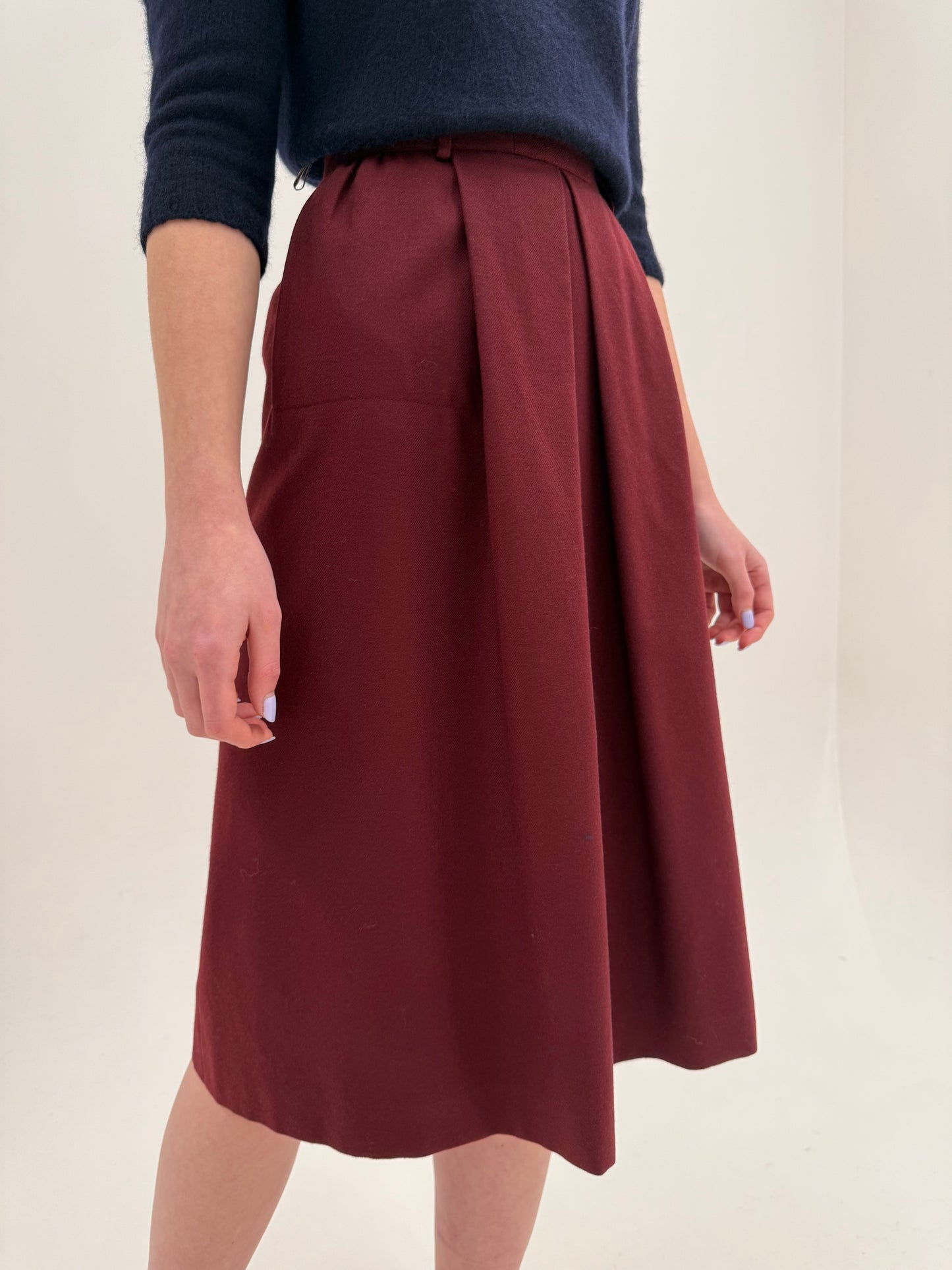 Fustă Escada burgundy din ăla extrafina certificată cu talie ultra înaltă
