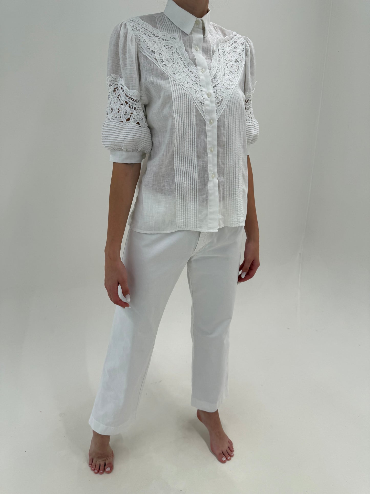 Pantaloni Max Mara în croi clasic din pânză de bumbac
