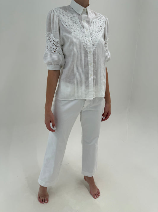 Pantaloni Max Mara în croi clasic din pânză de bumbac