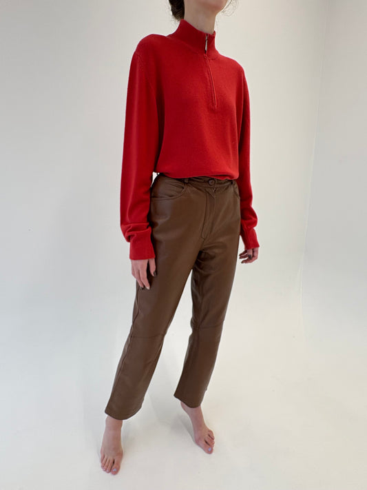 Pantaloni din piele naturală extrem de moale chocolate brown