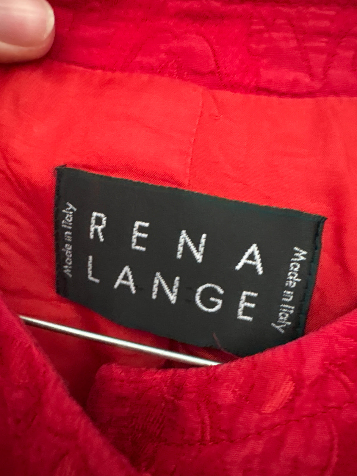 Costum vintage de brand super premium Rena Lange din brocart de mătase naturală