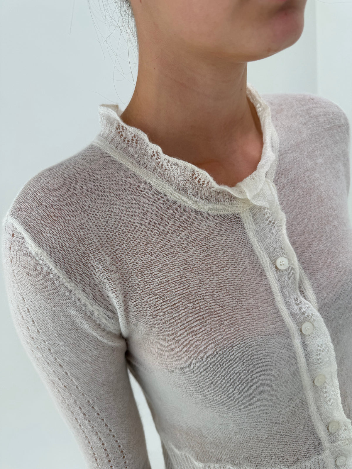 Cardigan Roberto Cavalli ultra light din lana și baby mohair extrafin cu talie marcată