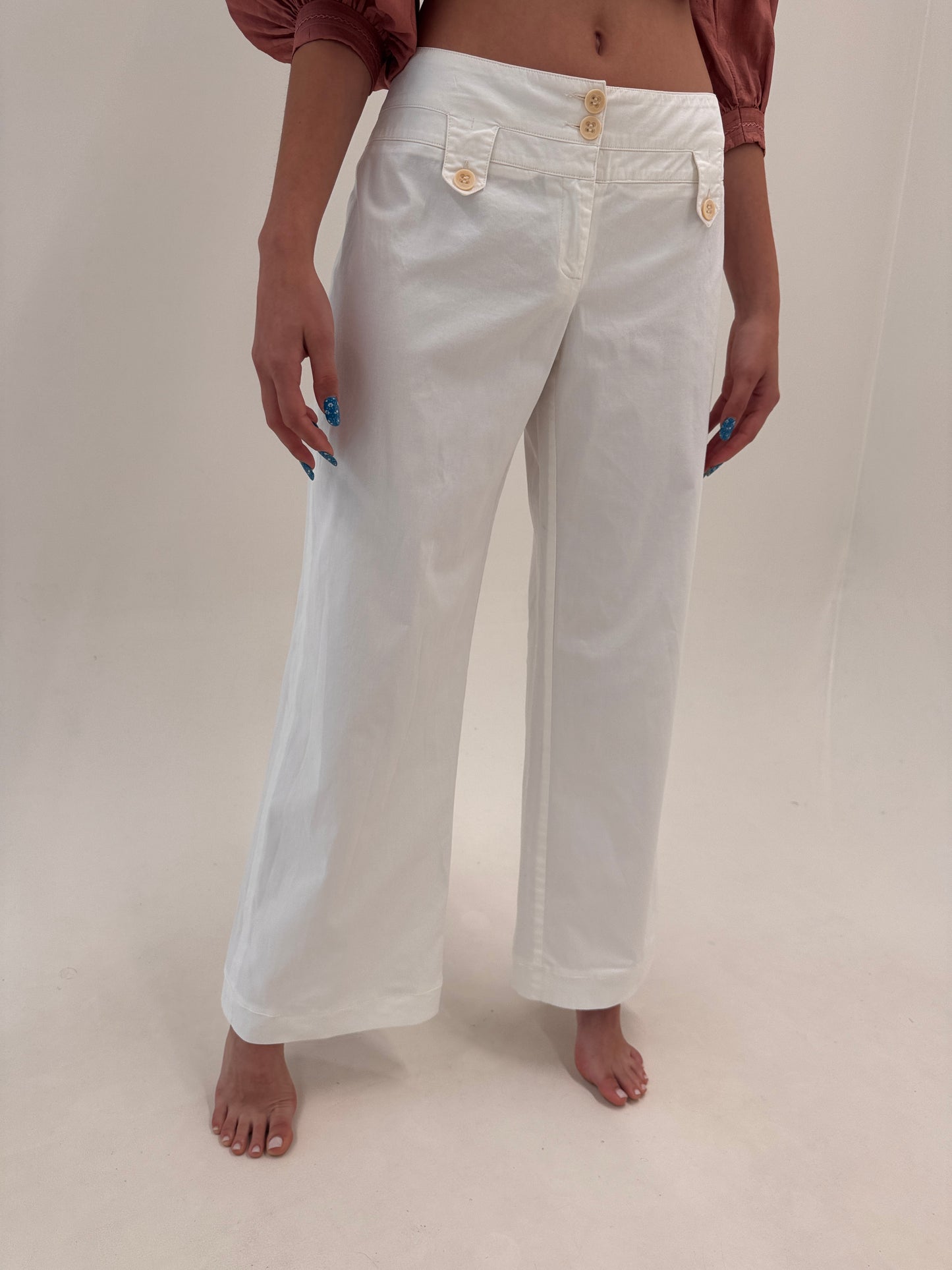Pantaloni evazați gama Max Mara din poplin ultra confort de bumbac
