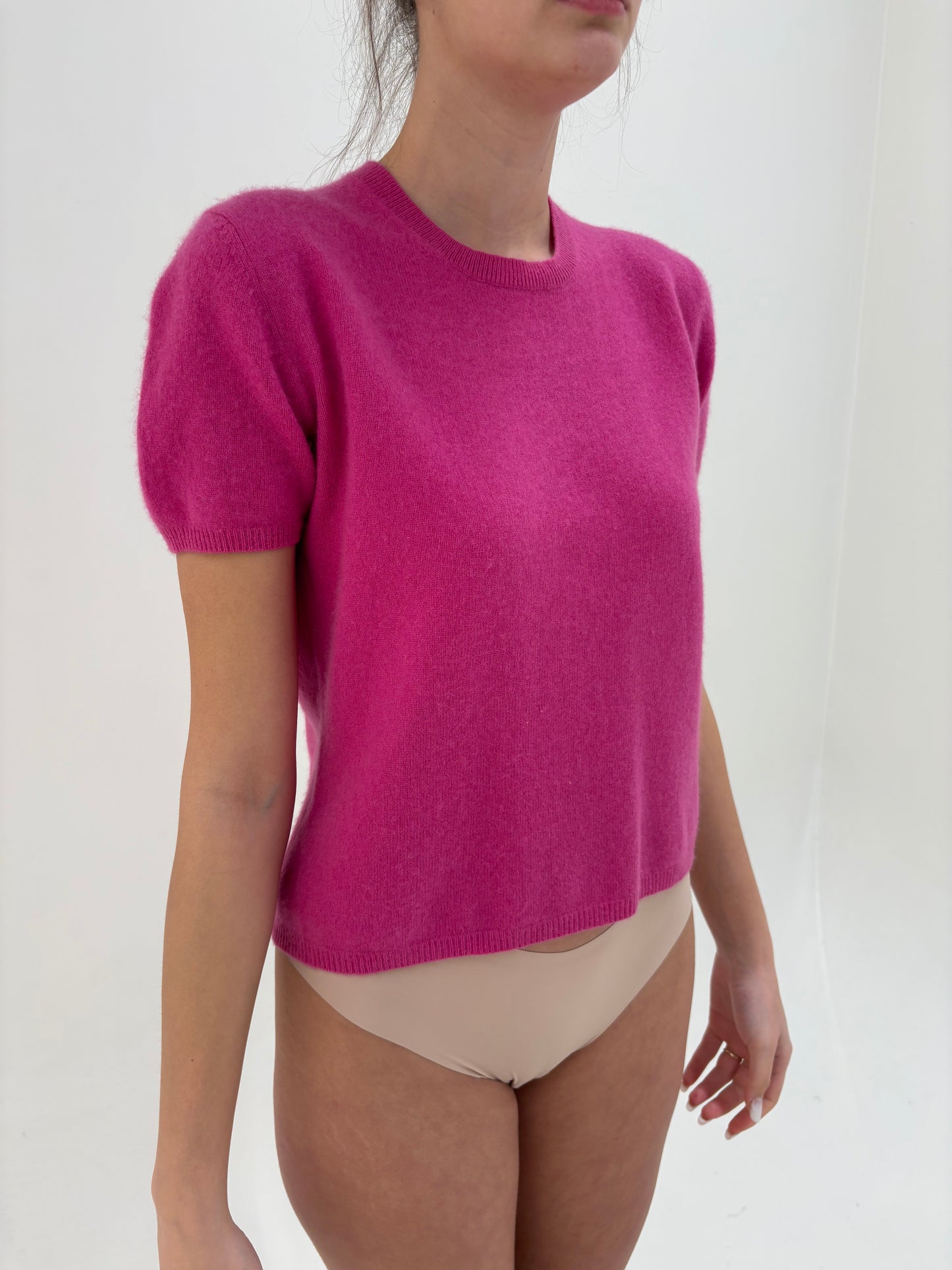 Top Barbie pink din cașmir