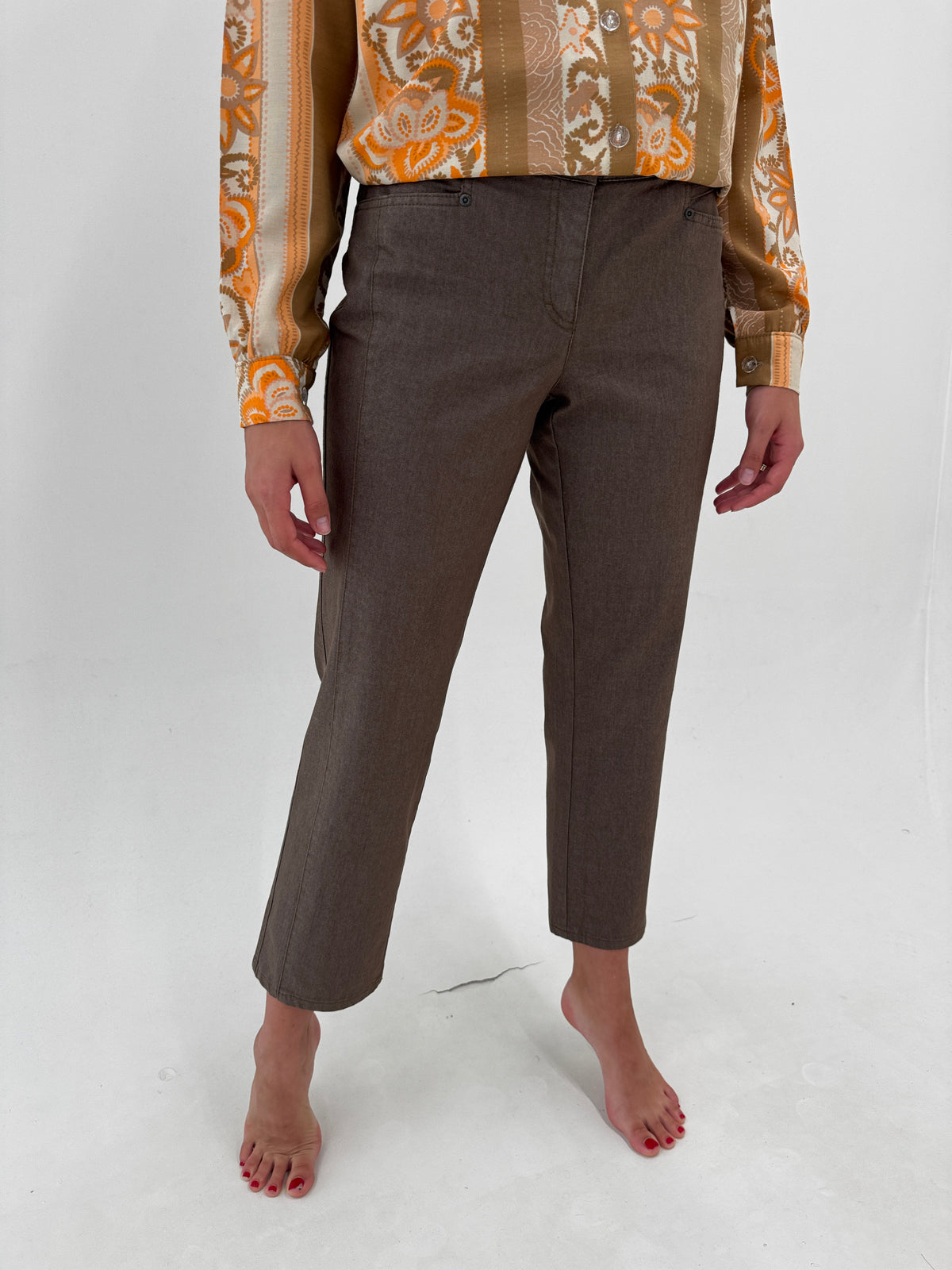 Jeans taupe din bumbac ultra confort modelator petite