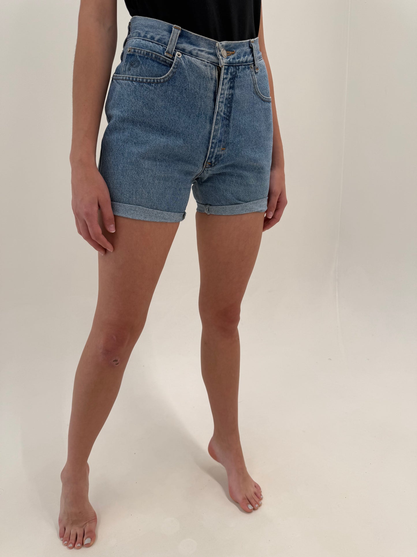Pantaloni vintage luxury Rocco Barocco din jeans cu talie ultra înaltă