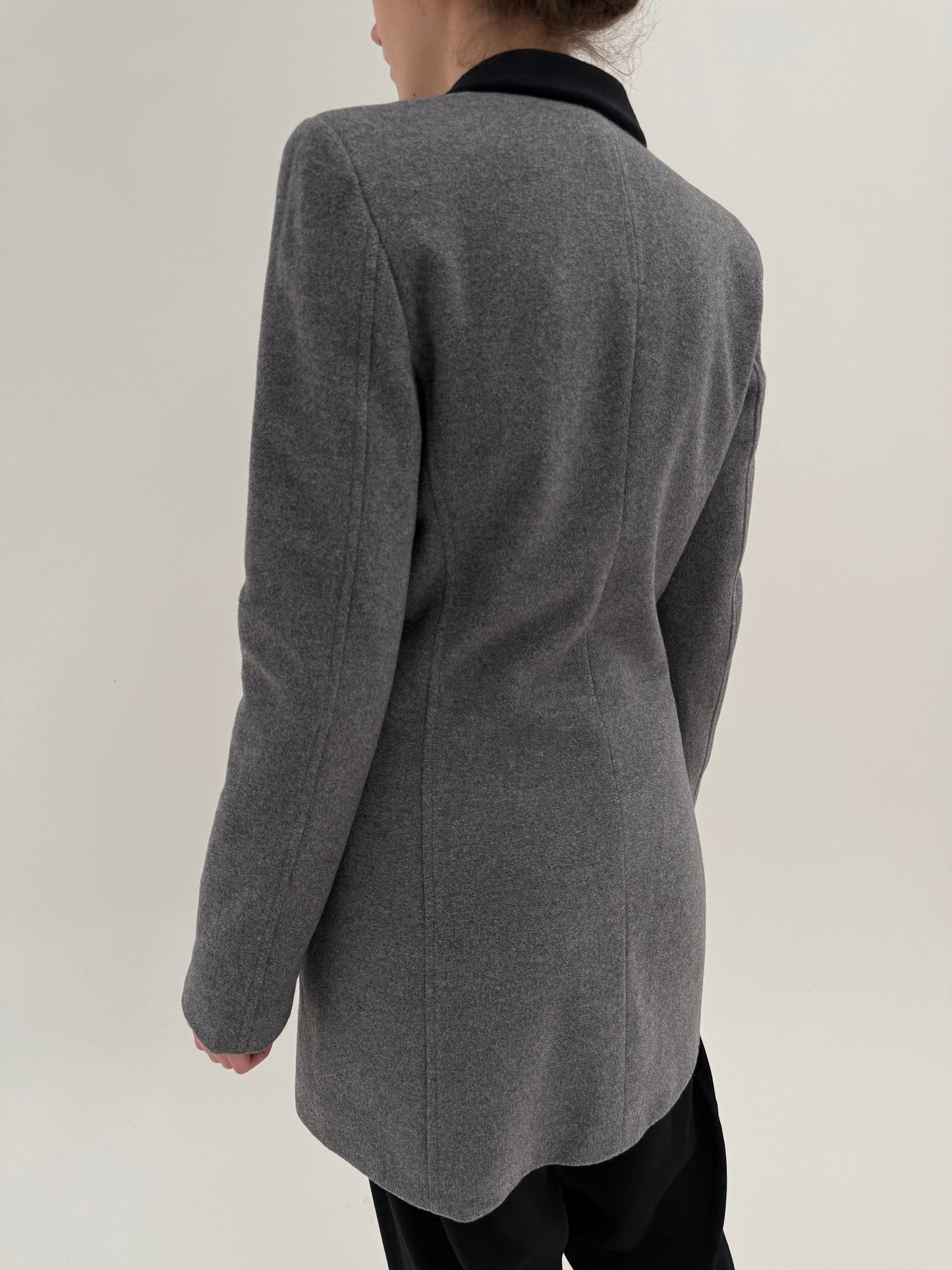 Palton din lana extrafina și cașmir scurt tall italian în croi cambrat