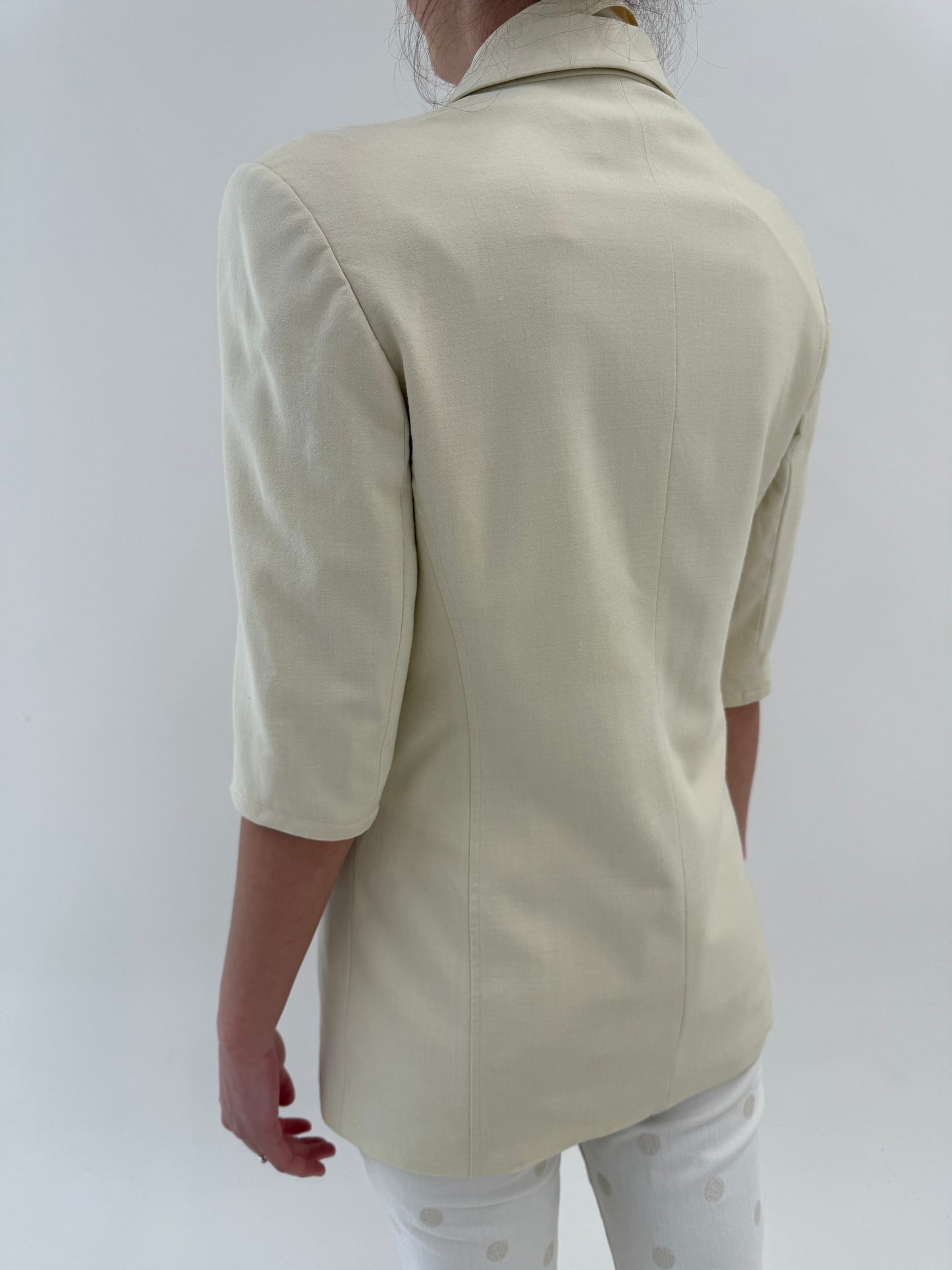 Sacou off white cambrat din stofita lightweight de sezon cald
