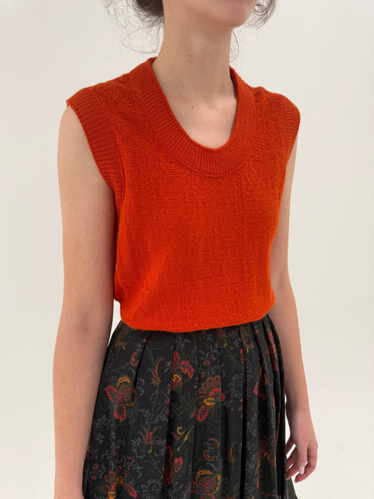 Top burnt orange din lana extrafina