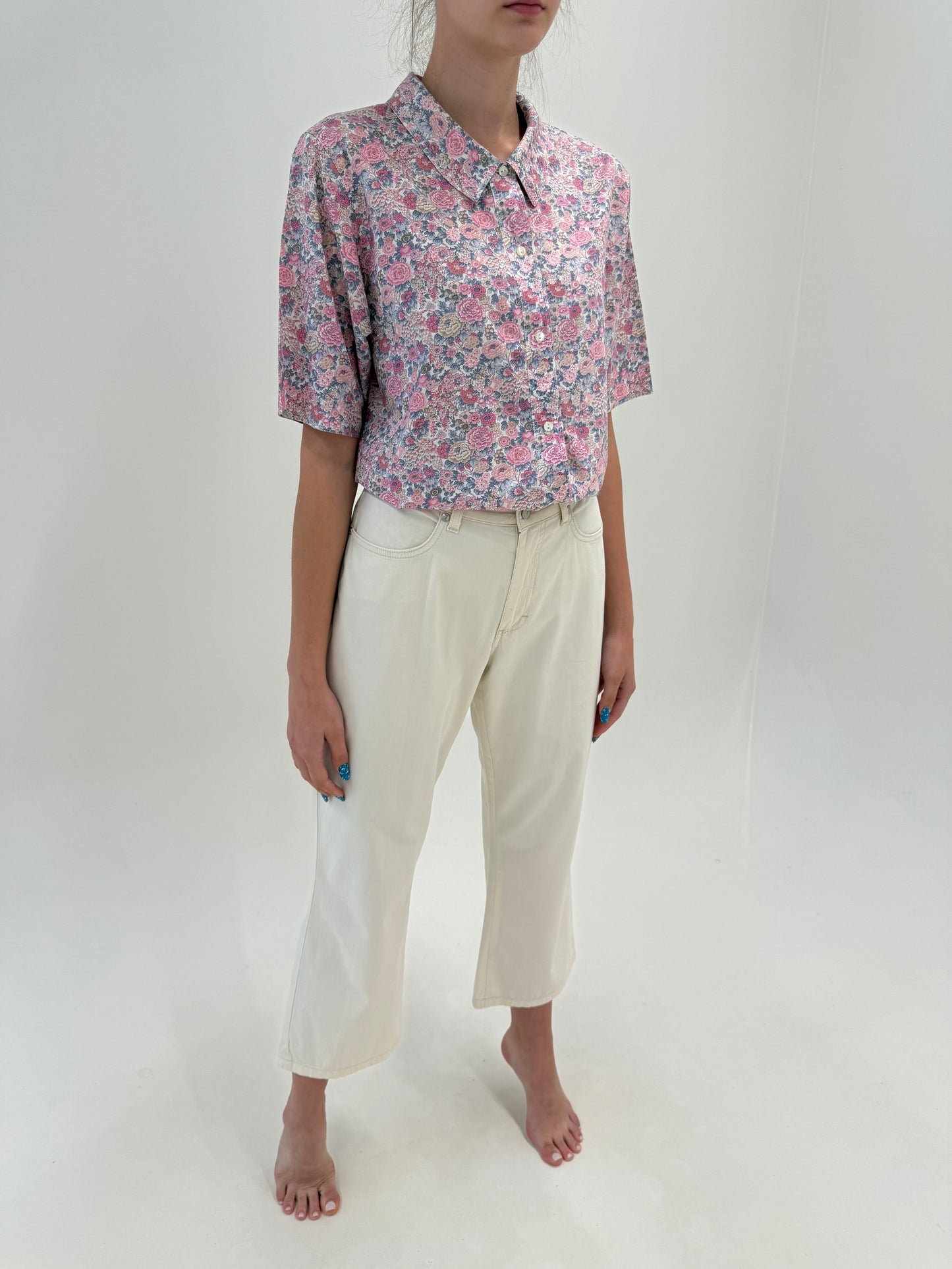Pantaloni luxury Trussardi petite butter white din bumbac ultra confort modelatori