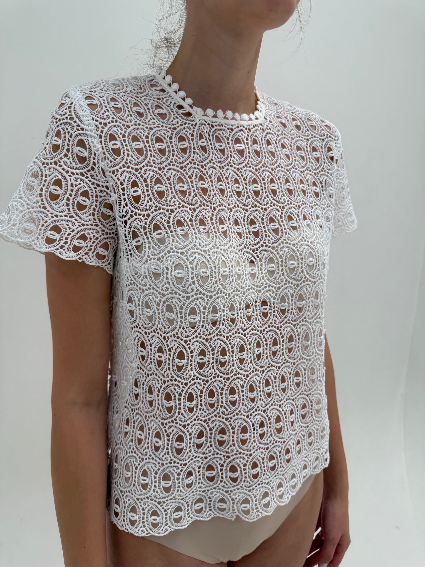 Top vintage din dantelă macrame lucrată manual