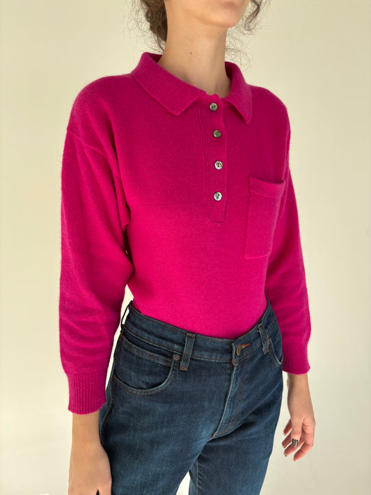 Pulover polo luxury vintage din lana extrafina și Angora