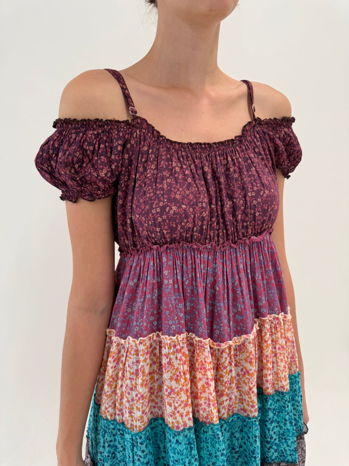 Rochie boho maxi din cea mai fină panzica de bumbac cu gust drapat