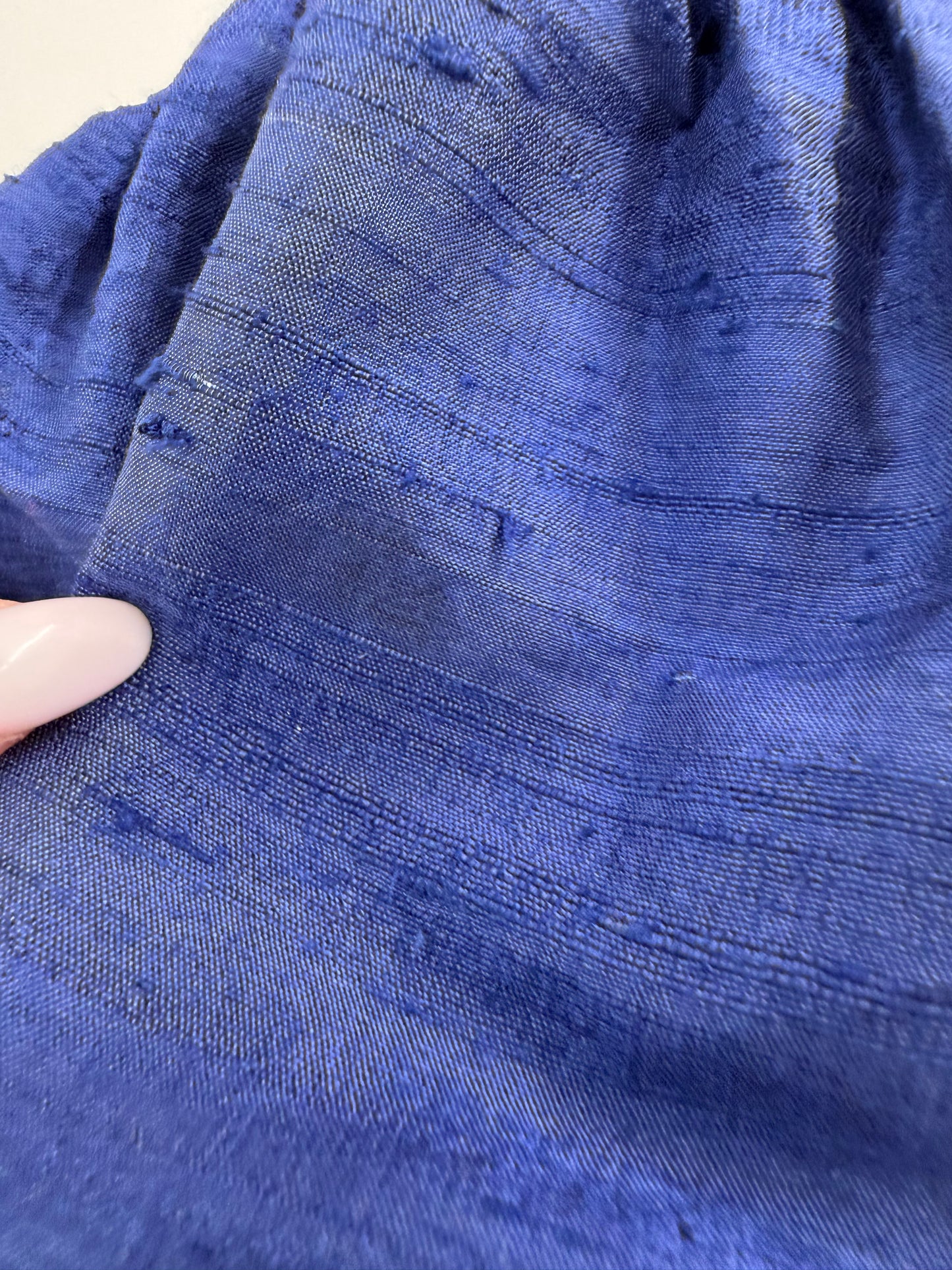Sacou cambrat din mătase naturală dupioni indigo blue cu umeri bufanți