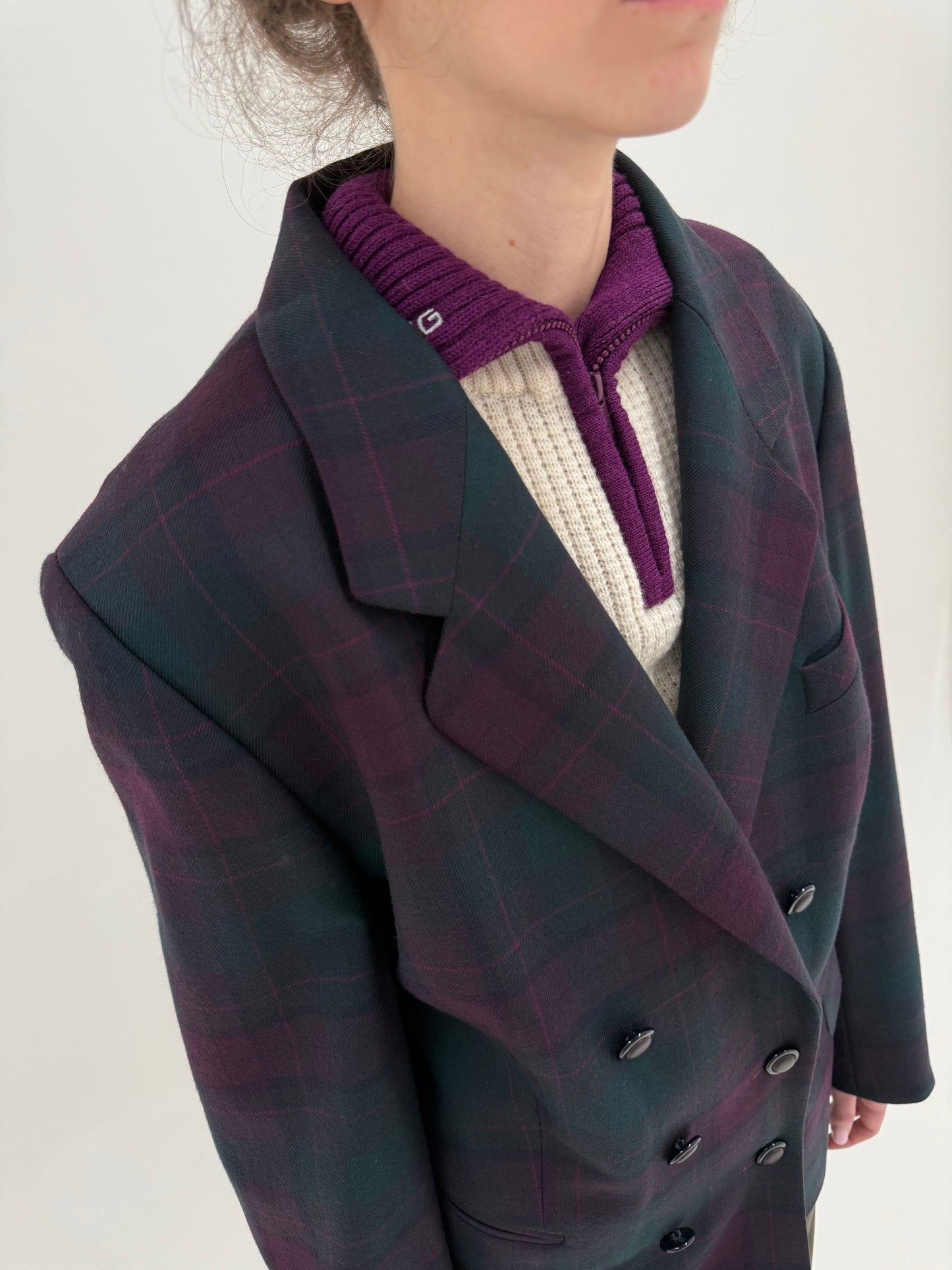 Sacou luxury Delmod din cu închidere dublă din tweed de lana pura certificată